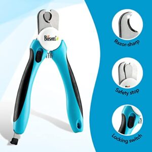 BOSHEL Dog Nail Clippers - Dog Nail Trimmers for Large Dog with Quick Sensor - Pet Nail Clippers for Dogs - Heavy Duty Pet Nail Trimmer with Safety Guard & Dog Nail File Safe at Home Grooming