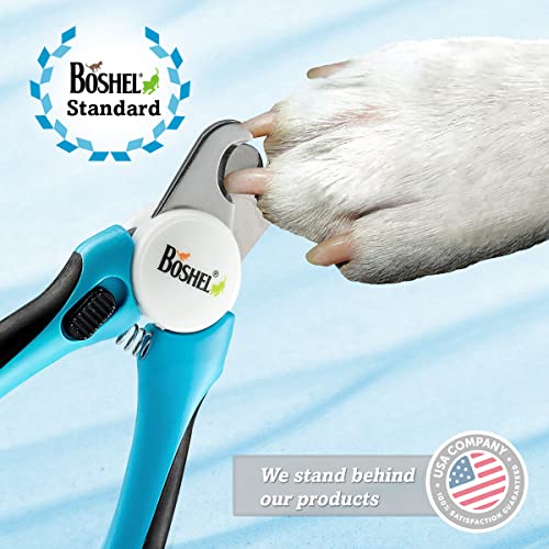 BOSHEL Dog Nail Clippers - Dog Nail Trimmers for Large Dog with Quick Sensor - Pet Nail Clippers for Dogs - Heavy Duty Pet Nail Trimmer with Safety Guard & Dog Nail File Safe at Home Grooming