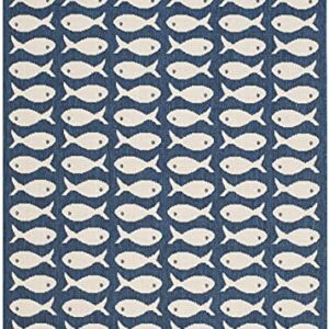 SAFAVIEH Courtyard Collection Accent Rug - 4' x 5'7", Navy & Beige, Non-Shedding & Easy Care, Indoor/Outdoor & Washable-Ideal for Patio, Backyard, Mudroom (CY6013-268)