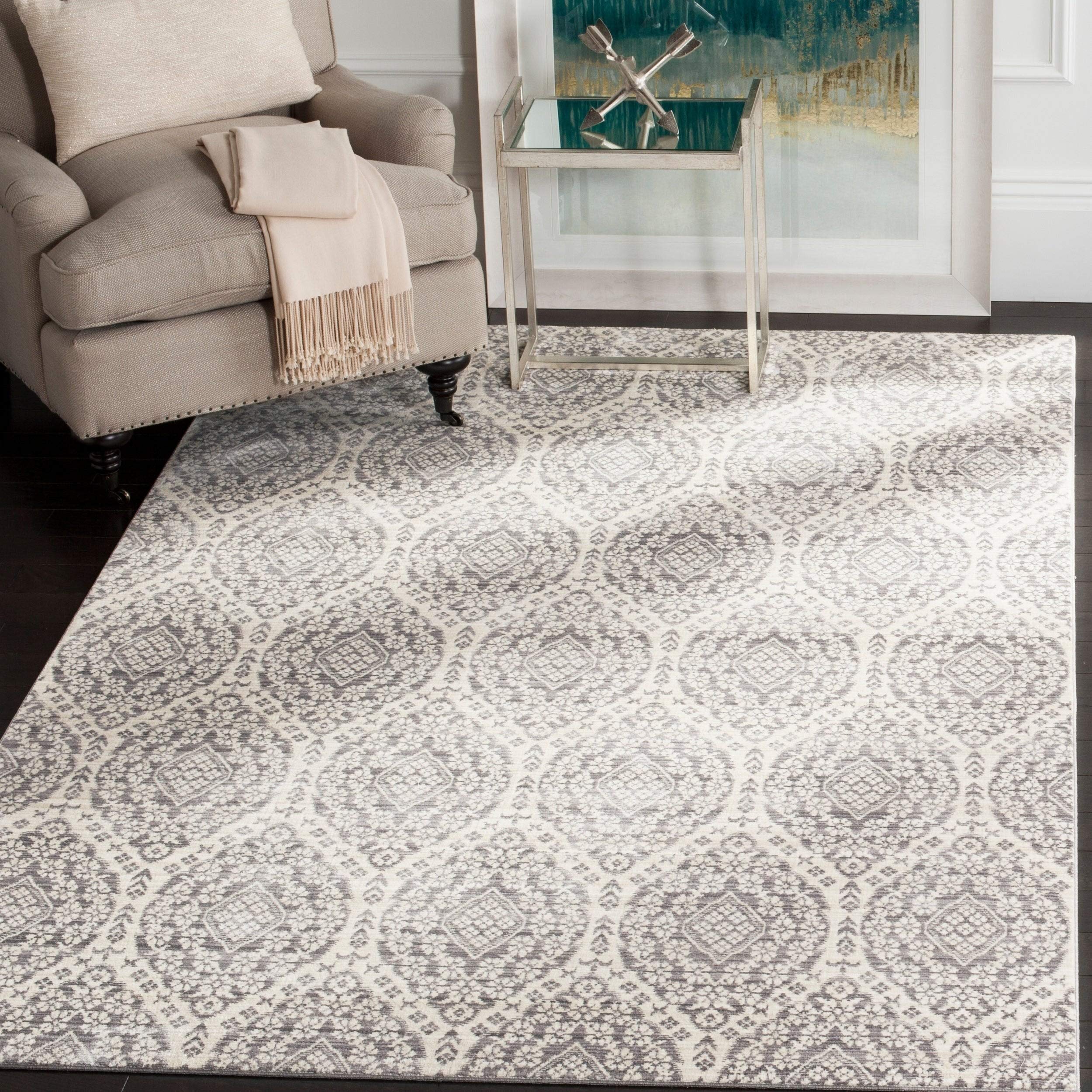 SAFAVIEH Valencia Collection Area Rug - 9' x 12', Mauve & Cream, Boho Chic Distressed Design, Non-Shedding & Easy Care, Ideal for High Traffic Areas in Living Room, Bedroom (VAL206A)