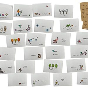 Sugartown Greetings Thank You Notes Variety Pack - 24 Unique Cards with Envelopes and Kraft Seal Stickers