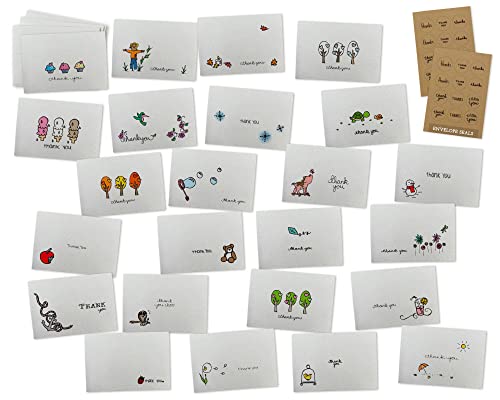 Sugartown Greetings Thank You Notes Variety Pack - 24 Unique Cards with Envelopes and Kraft Seal Stickers