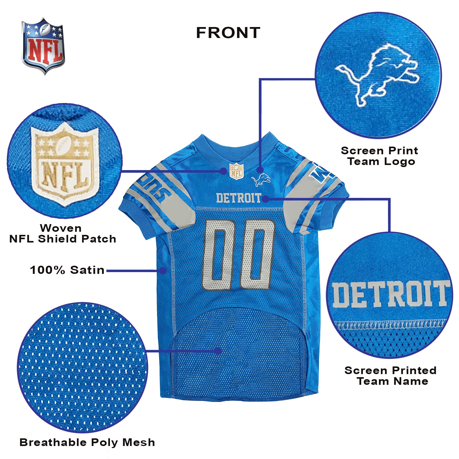 NFL Detroit Loins Dog Jersey, Size: Medium. Best Football Jersey Costume for Dogs & Cats. Licensed Jersey Shirt.