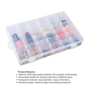 OULII Clear Plastic Jewelry Box Organizer Storage Container with Adjustable Dividers 36 Grids