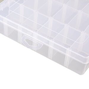 OULII Clear Plastic Jewelry Box Organizer Storage Container with Adjustable Dividers 36 Grids