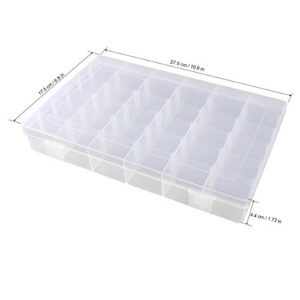 OULII Clear Plastic Jewelry Box Organizer Storage Container with Adjustable Dividers 36 Grids