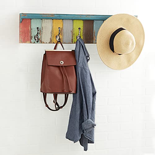 Deco 79 Wood 10 Hangers Wall Hook, 35" x 5" x 9", Multi Colored