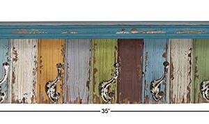 Deco 79 Wood 10 Hangers Wall Hook, 35" x 5" x 9", Multi Colored