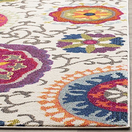 SAFAVIEH Monaco Collection Accent Rug - 3' x 5', Ivory & Multi, Boho Floral Design, Non-Shedding & Easy Care, Ideal for High Traffic Areas in Entryway, Living Room, Bedroom (MNC233A)