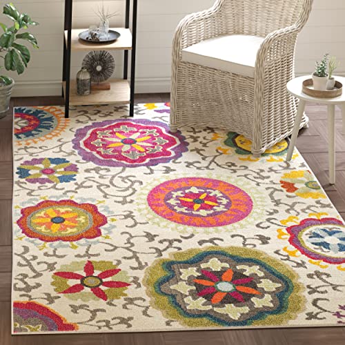 SAFAVIEH Monaco Collection Accent Rug - 3' x 5', Ivory & Multi, Boho Floral Design, Non-Shedding & Easy Care, Ideal for High Traffic Areas in Entryway, Living Room, Bedroom (MNC233A)