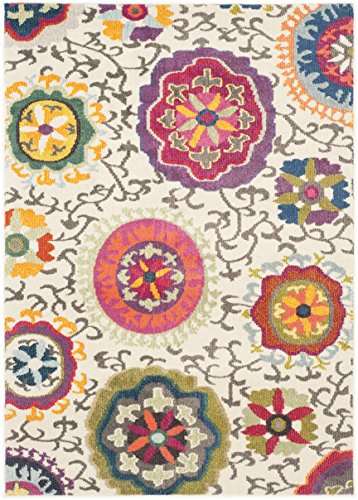 SAFAVIEH Monaco Collection Accent Rug - 3' x 5', Ivory & Multi, Boho Floral Design, Non-Shedding & Easy Care, Ideal for High Traffic Areas in Entryway, Living Room, Bedroom (MNC233A)