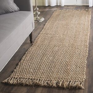 safavieh natural fiber collection runner rug - 2'6" x 6', natural, handmade tassel jute, ideal for high traffic areas in living room, bedroom (nf467a)