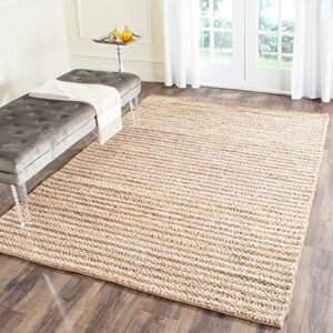 safavieh natural fiber collection area rug - 5' x 8', natural, handmade farmhouse jute, ideal for high traffic areas in living room, bedroom (nf653a)