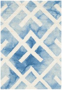 safavieh dip dye collection 2' x 3' blue/ivory ddy677g handmade moroccan watercolor premium wool accent rug