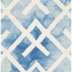 SAFAVIEH Dip Dye Collection 2' x 3' Blue/Ivory DDY677G Handmade Moroccan Watercolor Premium Wool Accent Rug