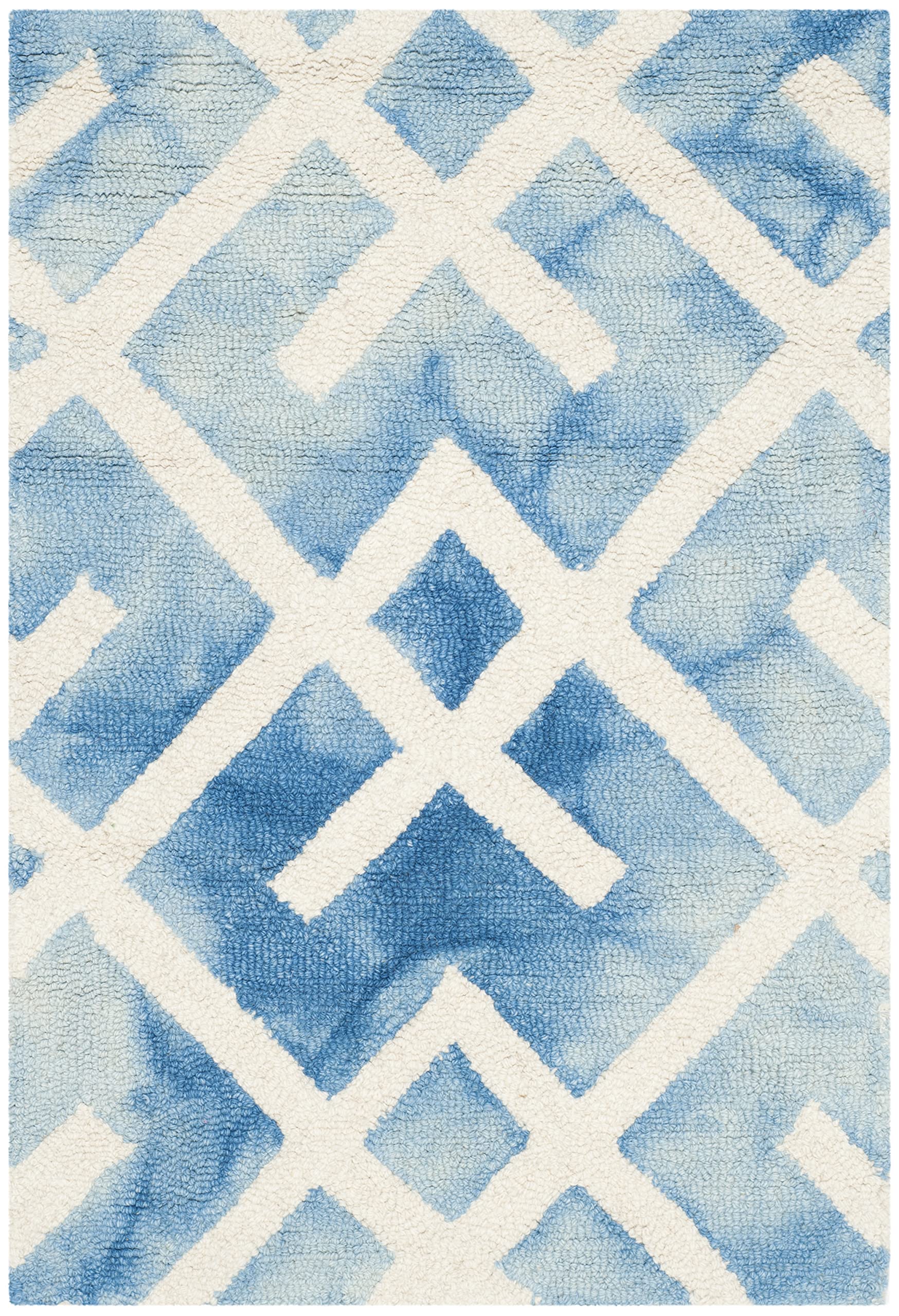 SAFAVIEH Dip Dye Collection 2' x 3' Blue/Ivory DDY677G Handmade Moroccan Watercolor Premium Wool Accent Rug