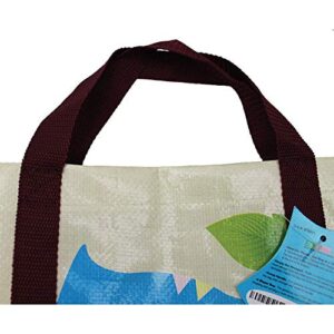 EcoJeannie 5 pack Super Strong X-Large Laminated Woven Reusable Shopping Tote Bag (Avail: Set of 1,2,3,4,5 Bags), Free Standing, Recycled Plastic w/Bottom Board & Reinforced Nylon Handle - WTS051