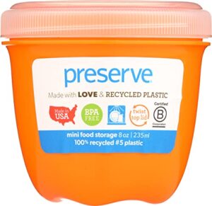 preserve 8 oz 1 count round orange food storage container, 1 ea