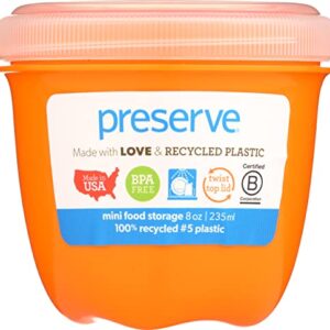 Preserve 8 oz 1 Count Round Orange Food Storage Container, 1 EA