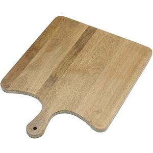 fitz and floyd austin craft maryn mango wood paddle cheese charcuterie serving board, 18-inch, white