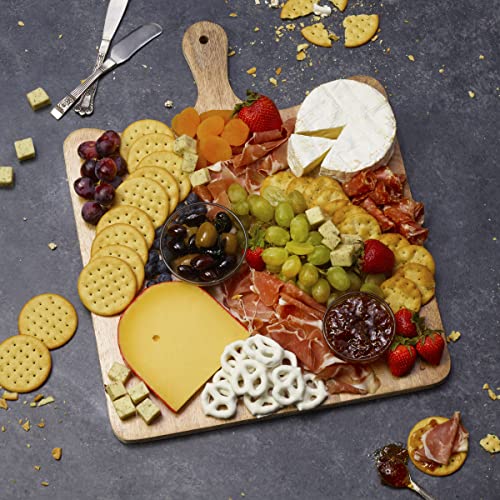 Fitz and Floyd Austin Craft Maryn Mango Wood Paddle Cheese Charcuterie Serving Board, 18-Inch, White