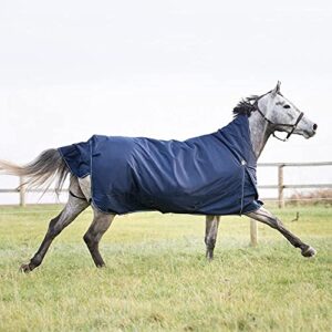 horze avalanche 1200d ripstop high neck lightweight waterproof horse turnout rain sheet (no fill) - peacoat dark blue - 84