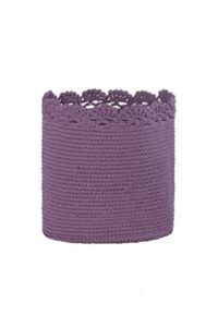 heritage lace mode crochet basket, 8" x 8", lavender