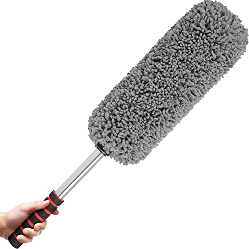 Relentless Drive Car Duster Exterior Scratch Free - Premium Microfiber Duster for Car - Long Secure Extendable Handle, Removes Pollen, Dust & Lint - Large Duster for Car, Truck, SUV, RV & Motorcycle