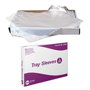 dynarex tray sleeves, tattoo and dental tray sleeves, made of clear plastic, barrier between tray and instruments, medium, 10 ½” x 14”, 1 box of 500