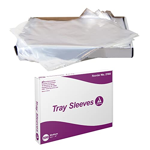 Dynarex Tray Sleeves, Tattoo and Dental Tray Sleeves, Made of Clear Plastic, Barrier Between Tray and Instruments, Medium, 10 ½” x 14”, 1 Box of 500