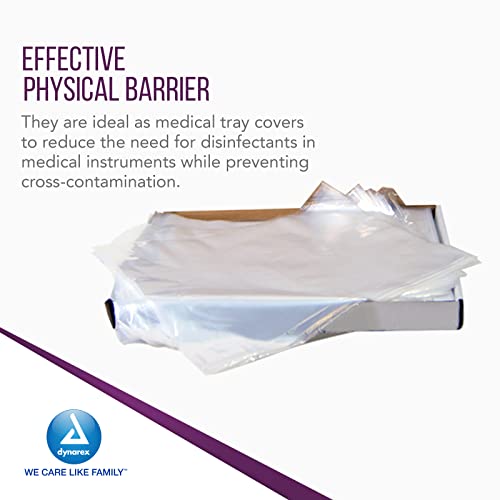 Dynarex Tray Sleeves, Tattoo and Dental Tray Sleeves, Made of Clear Plastic, Barrier Between Tray and Instruments, Medium, 10 ½” x 14”, 1 Box of 500