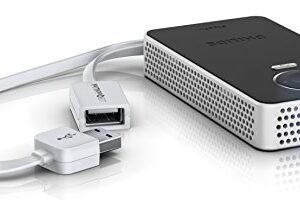 Philips PPX4350WIFI/INT Pocket Projector, 50 Lumens, LED, HDMI, 60 Inches Display, Bluetooth, Wireless, USB, 4,6 Oz