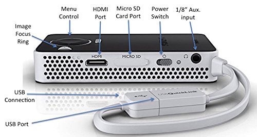 Philips PPX4350WIFI/INT Pocket Projector, 50 Lumens, LED, HDMI, 60 Inches Display, Bluetooth, Wireless, USB, 4,6 Oz