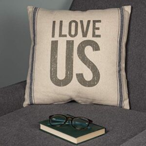 Primitives by Kathy Vintage Flour Sack Style I Love Us Throw Pillow, 15-Inch Square