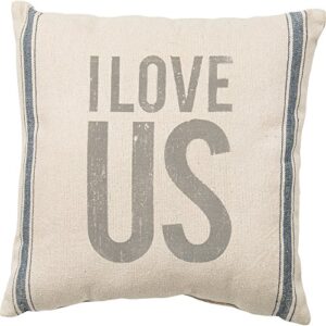 primitives by kathy vintage flour sack style i love us throw pillow, 15-inch square