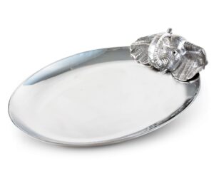 arthur court designs aluminum elephant oval platter food serving bar tarnish-free 21 inch x 11 inch