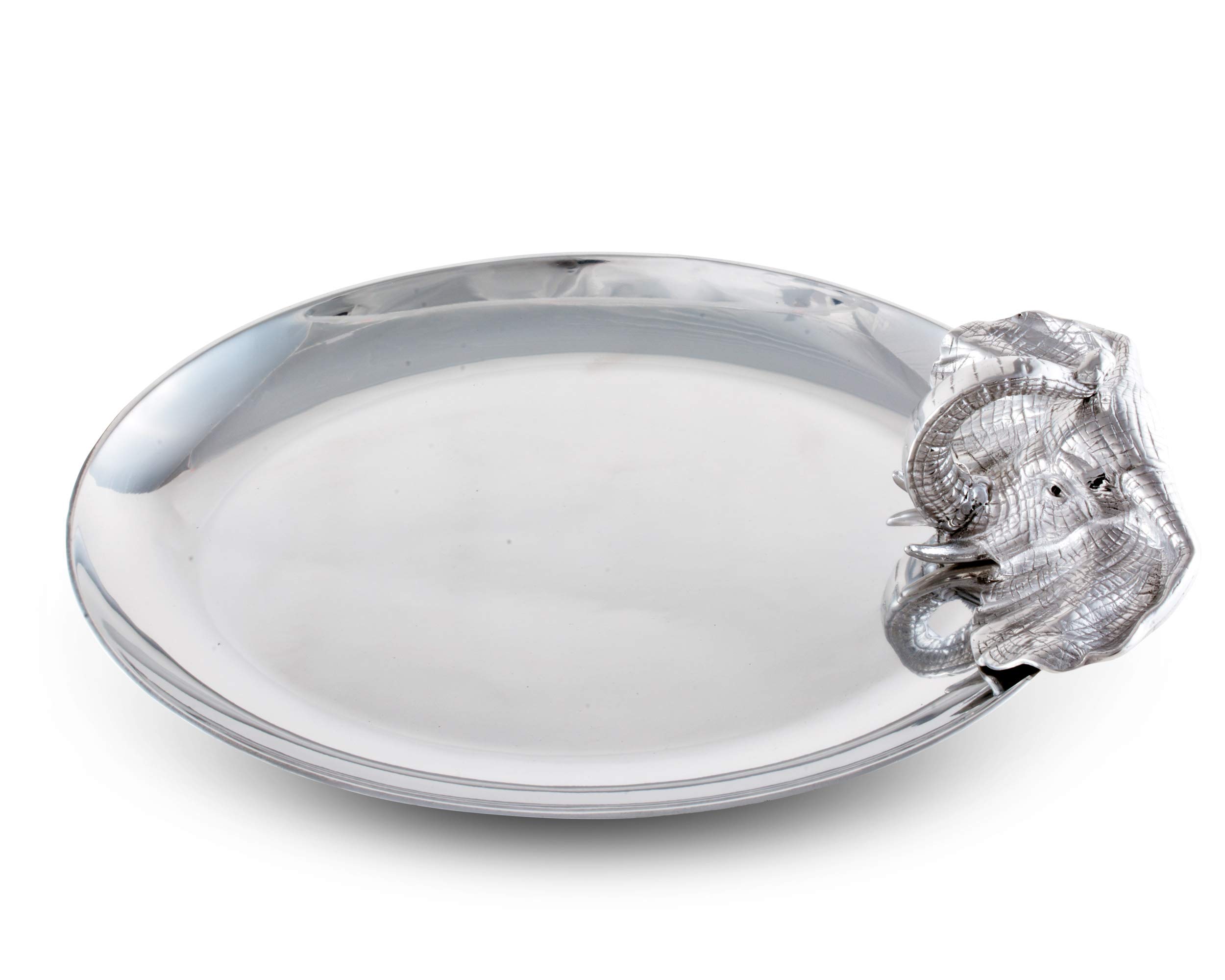 Arthur Court Designs Aluminum Elephant Oval Platter Food Serving Bar Tarnish-Free 21 inch x 11 inch