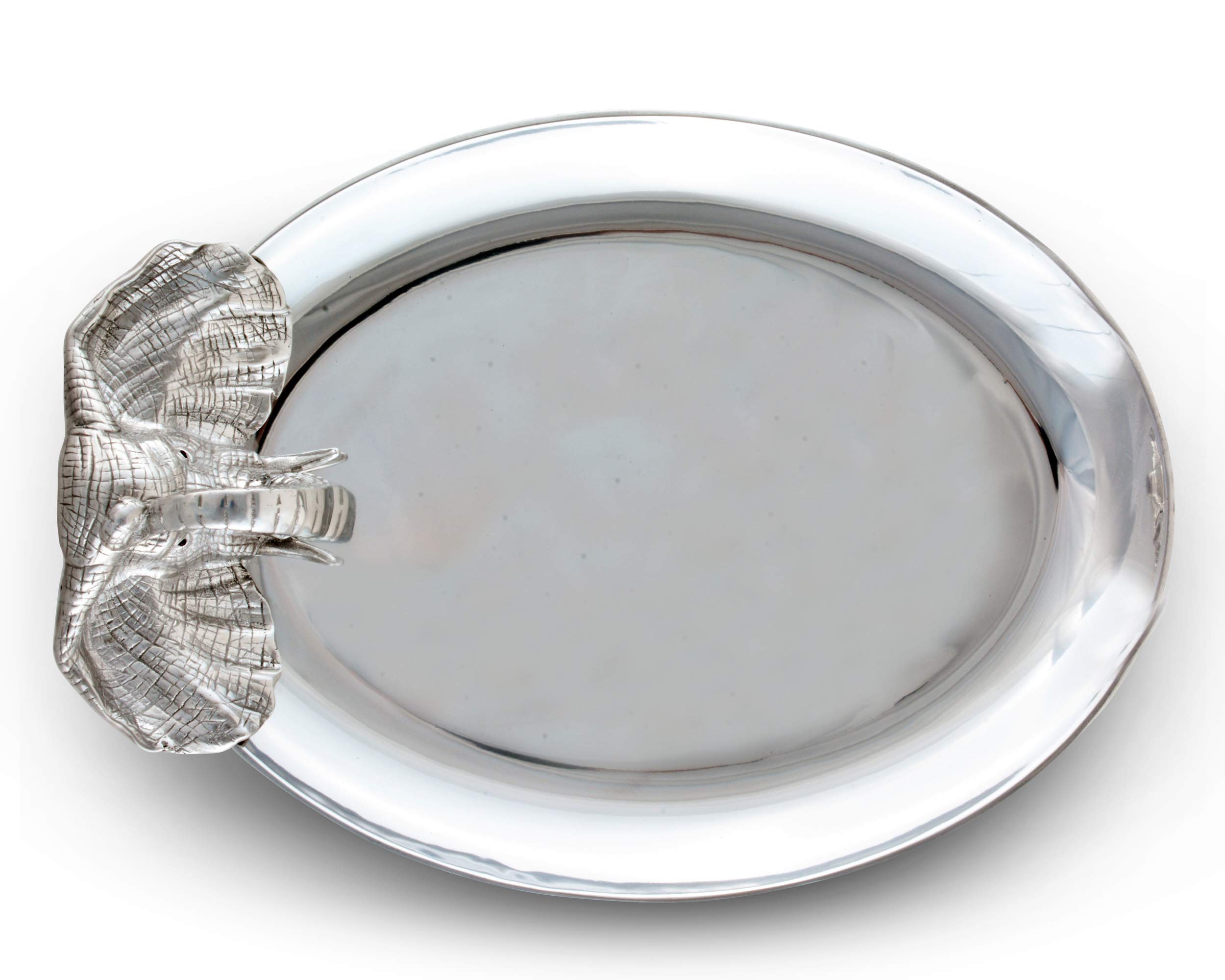 Arthur Court Designs Aluminum Elephant Oval Platter Food Serving Bar Tarnish-Free 21 inch x 11 inch