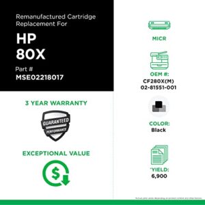 MSE Brand Remanufactured MICR Toner Cartridge Replacement for HP CF280X, TROY 02-81551-001 | Black | High Yield