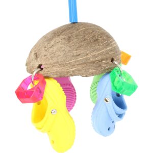bonka bird toys 1784 coco sandal colorful natural chew pull hanging parrot african grey cockatoo cockatiel parrotlet