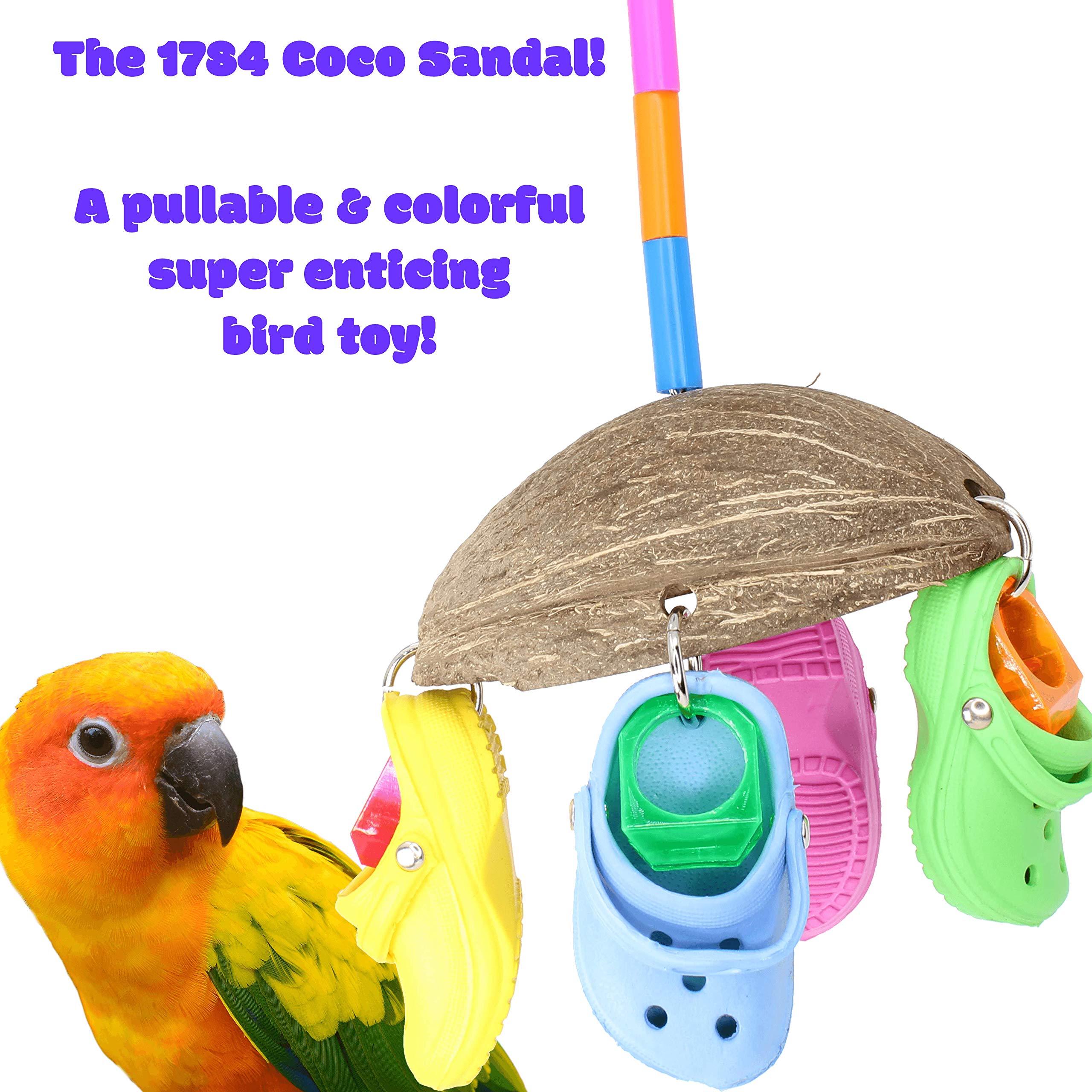 Bonka Bird Toys 1784 Coco Sandal Colorful Natural Chew Pull Hanging Parrot African Grey Cockatoo Cockatiel Parrotlet