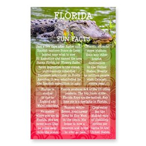 florida fun facts postcard set of 20 identical postcards. us state trivia post card pack. made in usa.