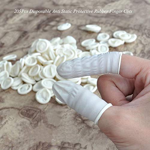 Disposable Latex Finger Cots Rubber, 140g(Approx 205PCS) Fingertips Protective Finger Art Latex Tissue Finger Cot (White)