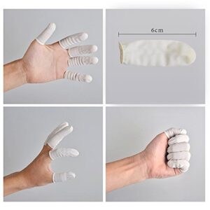 Disposable Latex Finger Cots Rubber, 140g(Approx 205PCS) Fingertips Protective Finger Art Latex Tissue Finger Cot (White)