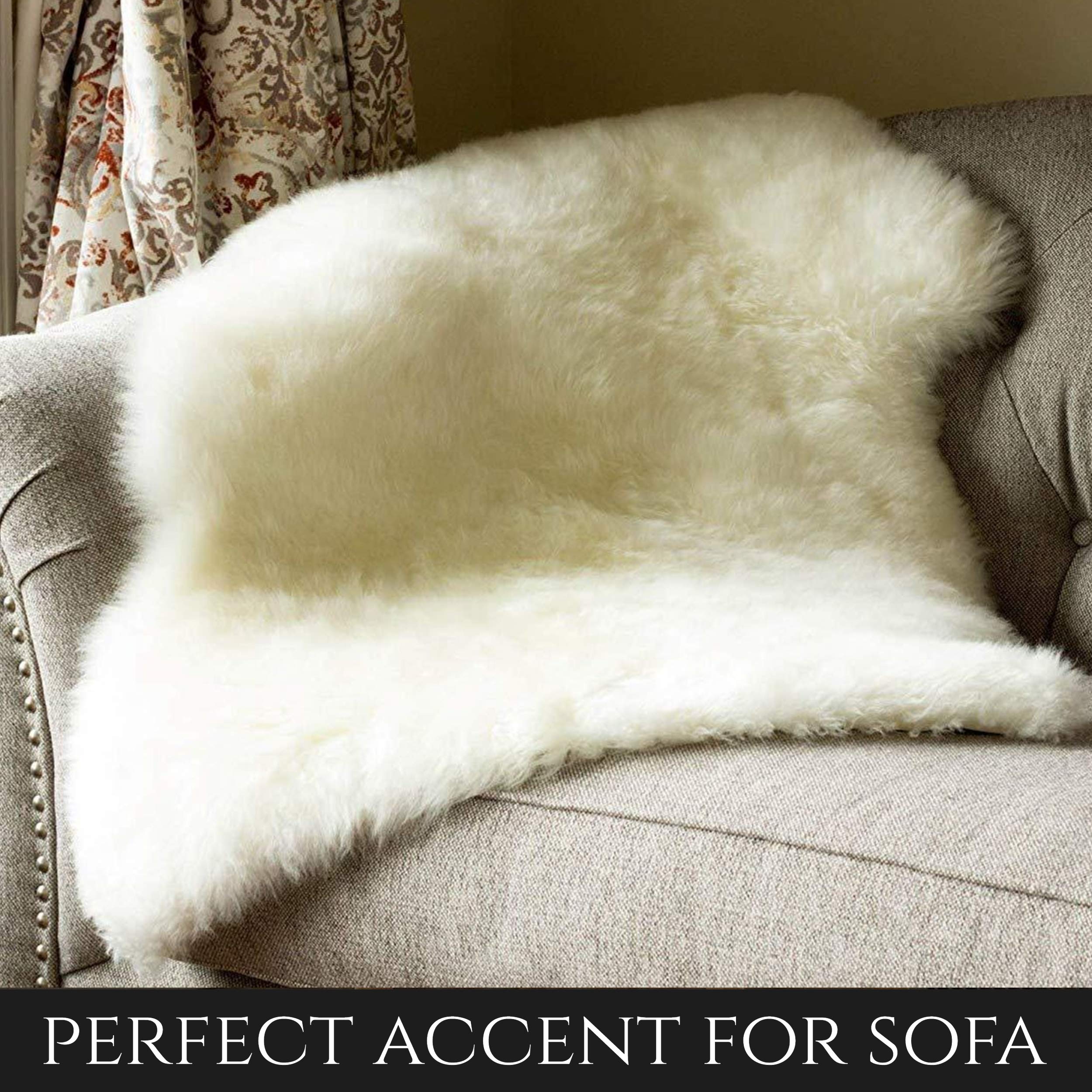 Super Area Rugs Genuine New Zealand Fluffy Sheepskin Rug for Bedroom Living Room, Natural, Large 2' x 3' Single Pelt