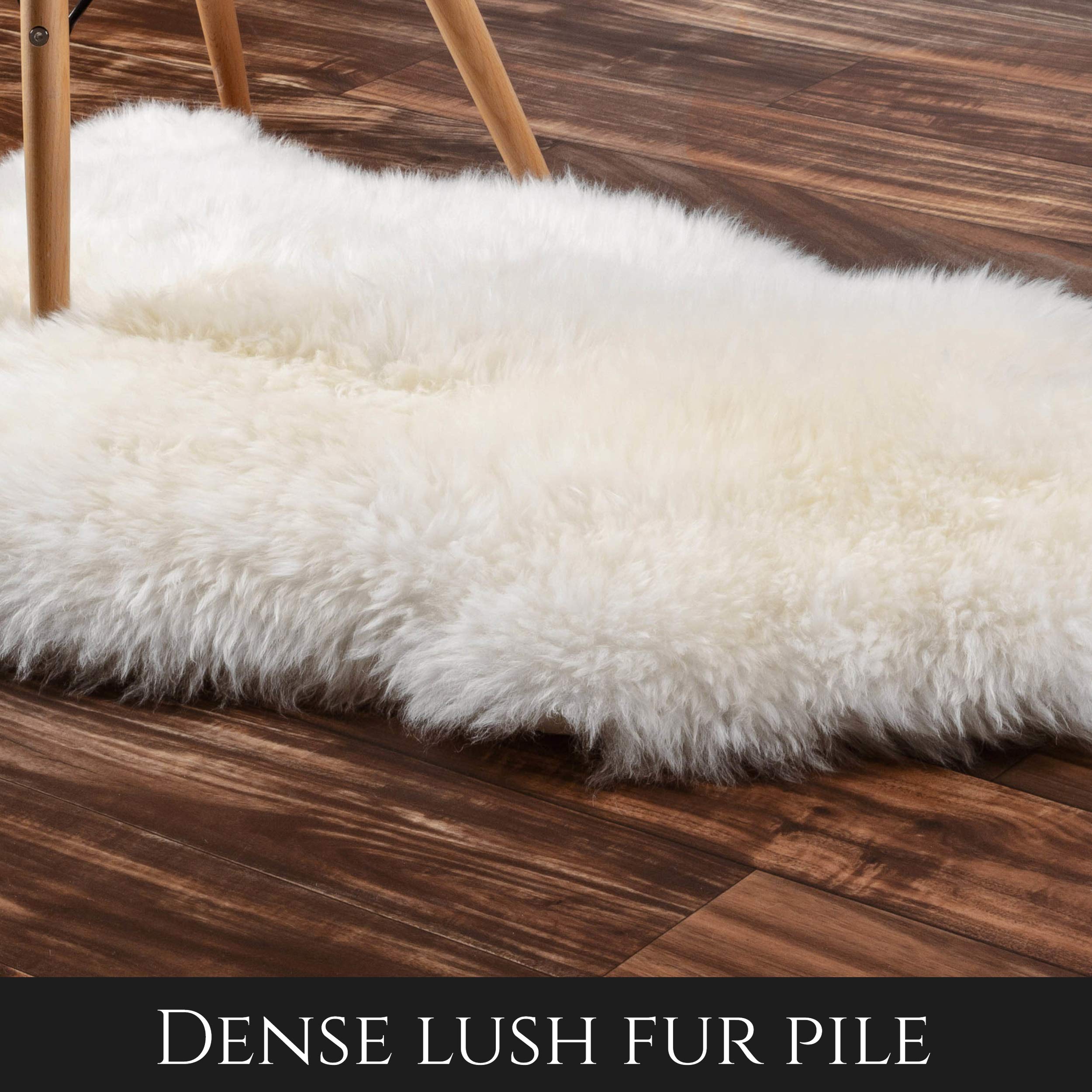 Super Area Rugs Genuine New Zealand Fluffy Sheepskin Rug for Bedroom Living Room, Natural, Large 2' x 3' Single Pelt