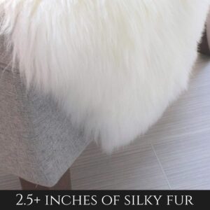 Super Area Rugs Genuine New Zealand Fluffy Sheepskin Rug for Bedroom Living Room, Natural, Large 2' x 3' Single Pelt