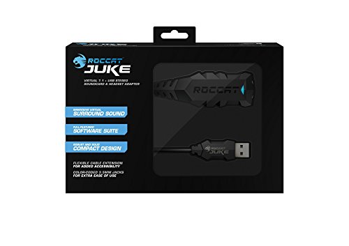 ROCCAT Juke - Virtual 7.1 Plus USB Stereo Soundcard and Headset Adapter for PC Computer Gaming Headphones, Surround Sound, USB Sound Card Compatible with Stereo Headsets