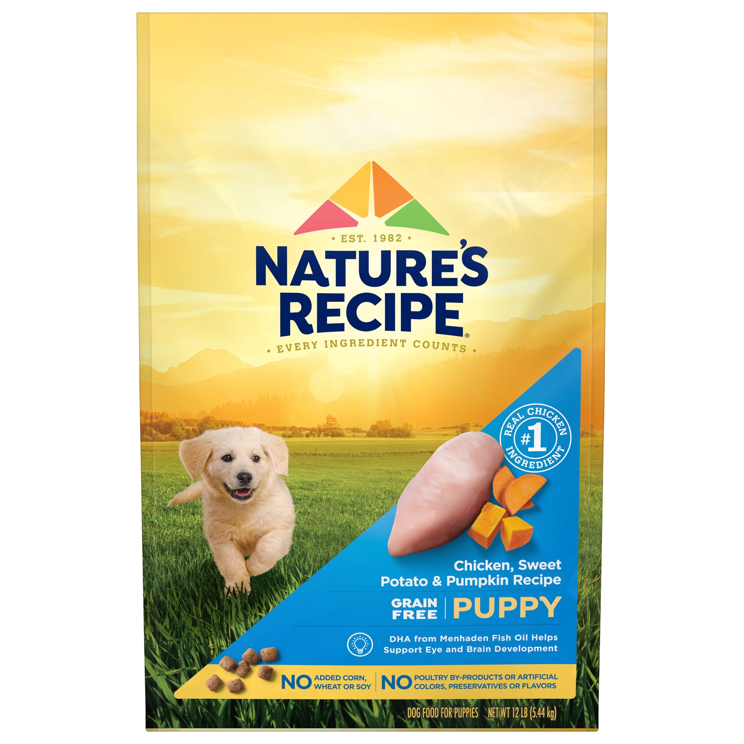 Nature’s Recipe Grain Free Chicken, Sweet Potato & Pumpkin Recipe, Dry Puppy Food, 12 Pounds (Packaging May Vary)