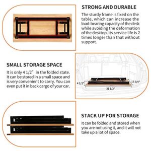 Need Folding Desk Small Desk 31 1/2" No Assembly Foldable Computer Desk for Small Space/Home Office/Dormitory,Teak&Black Frame